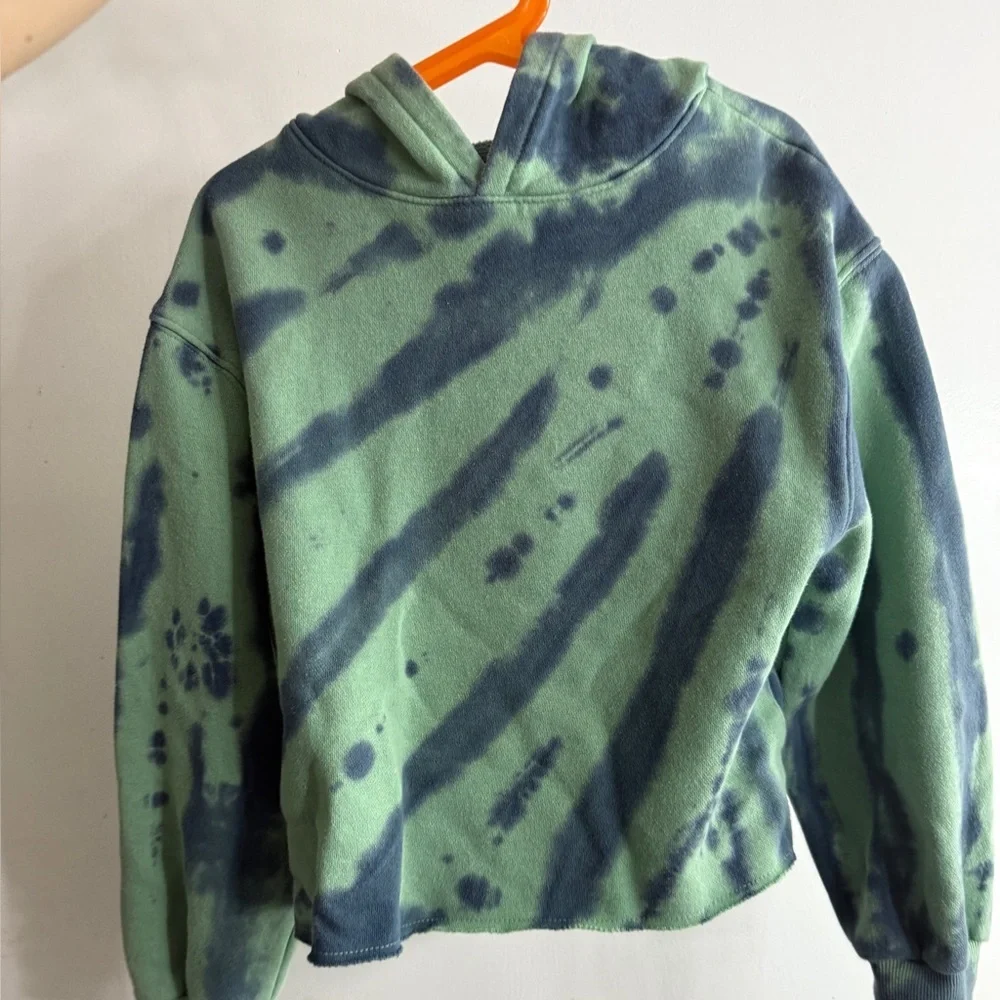 2/$15 Art Class Green and Blue Tie-Dye Hoodie